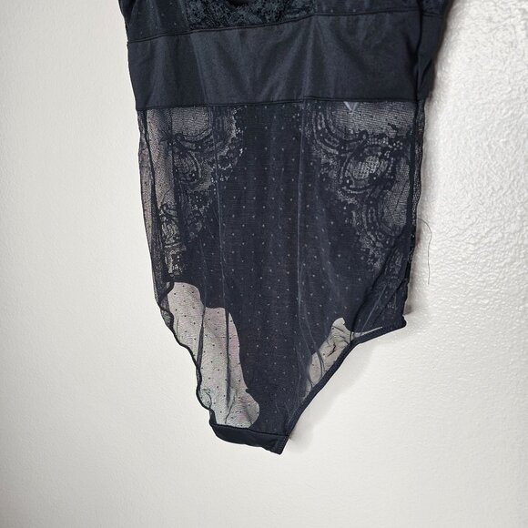 S Black Bodysuit Mesh Lace Layering Tank Top Lingerie Fairy Grunge Whimsigoth - Picture 6 of 8